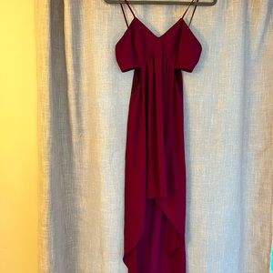 Express high/low dark pink dress, worn once, side cut outs